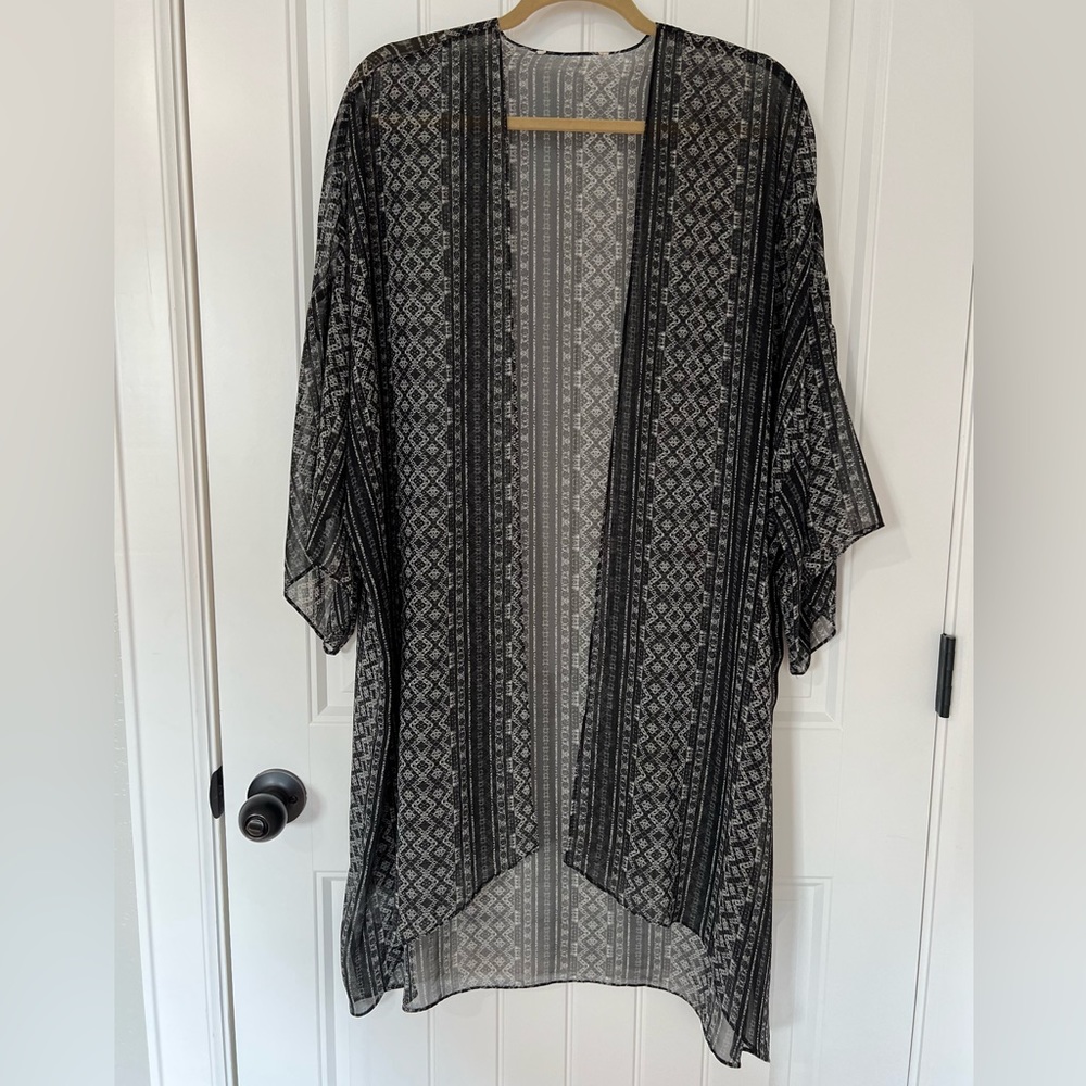 Black shawl cover up, Kimono jacket, boho, loose fit
